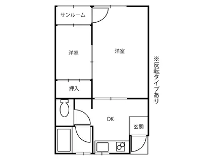 キャッスルD(2DK/1階)の間取り写真