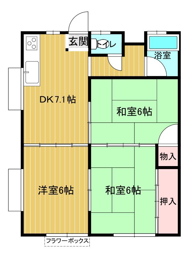 レジデンス HONGOUI(3DK/2階)の間取り写真