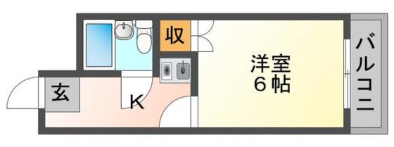 ジャルダン皆賀(1K/2階)の間取り写真