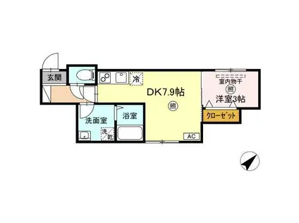 XEVO シグマ 沖野上(1K/1階)の間取り写真