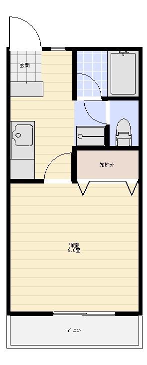 アネックスB(1K/2階)の間取り写真