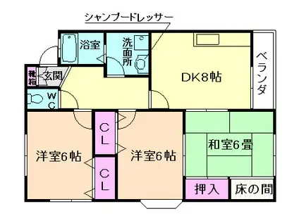 第2サンシャインホームズ(3DK/2階)の間取り写真