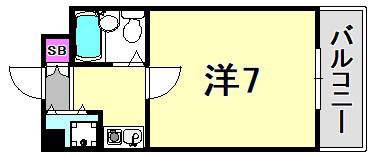 西北チェリー(1K/4階)の間取り写真