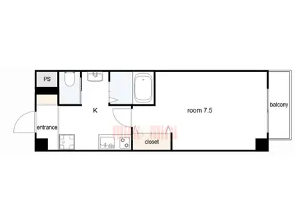 マブランシェット弦月(1K/5階)の間取り写真