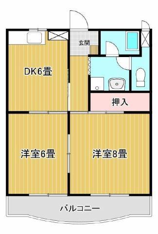 ローヤル石津II(2DK/4階)の間取り写真