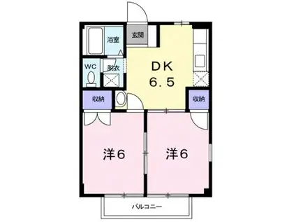 オリーブ滝沢(2DK/1階)の間取り写真