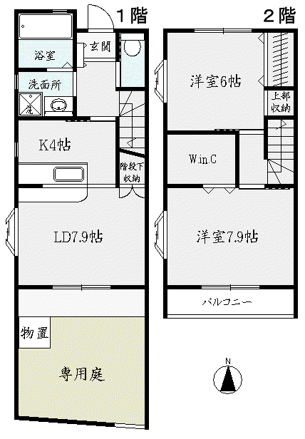 ヴィラ米ケ袋(2LDK/1階)の間取り写真
