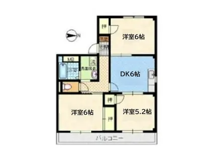 CASA・DE・SOL(3DK/1階)の間取り写真