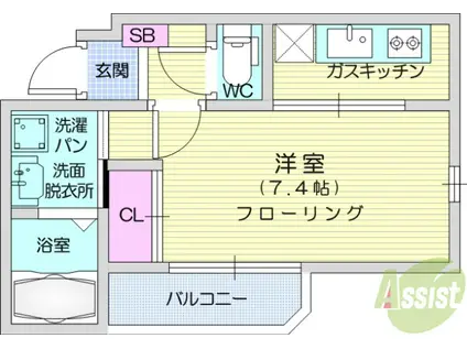 ヴュ・パノラマ(1K/2階)の間取り写真