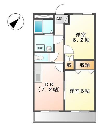 ジューエイハイツ(2DK/2階)の間取り写真