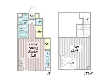 アーブルフレールB棟(ワンルーム/1階)の間取り写真