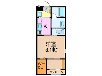 ステラカーサ(1K/1階)の間取り写真
