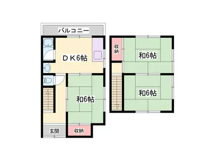 本町メゾネット2(3DK/1階)の間取り写真