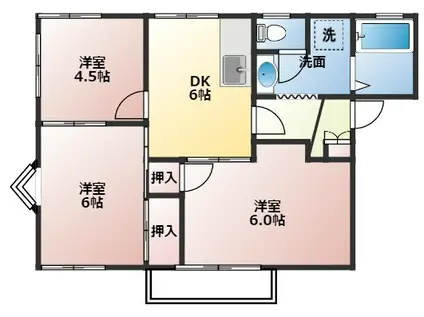 サンハイツマロニ(3DK/2階)の間取り写真