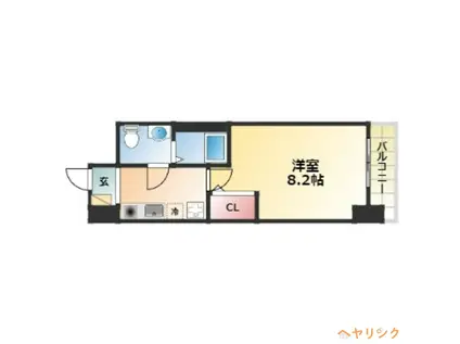 ヴェッセル幅下(1K/8階)の間取り写真