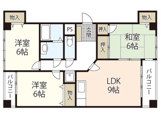 ルネス21(3LDK/3階)の間取り写真