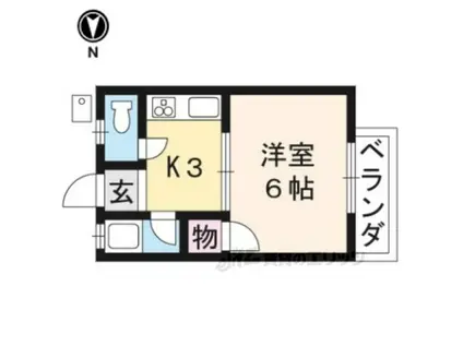 松ヶ崎グリーンハイツ(1K/2階)の間取り写真