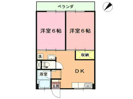 丸山コーポマンション(2DK/2階)の間取り写真