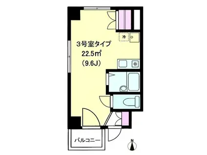 サンセール(ワンルーム/2階)の間取り写真