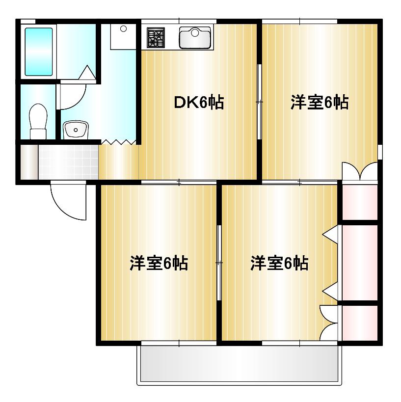セジュール若草A棟(3DK/2階)の間取り写真