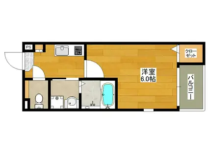 ハーモ二ーテラス江坂(1K/1階)の間取り写真