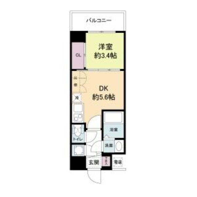 セレニテ新大阪カルム(1DK/2階)の間取り写真