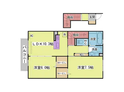 シャルムコート(2LDK/2階)の間取り写真