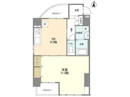 CASSIA錦糸町サウス COURT(1LDK/8階)の間取り写真