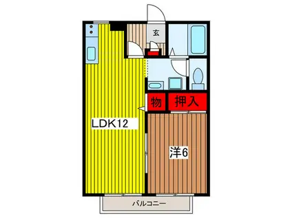 ラヴィール中郷A(1LDK/2階)の間取り写真