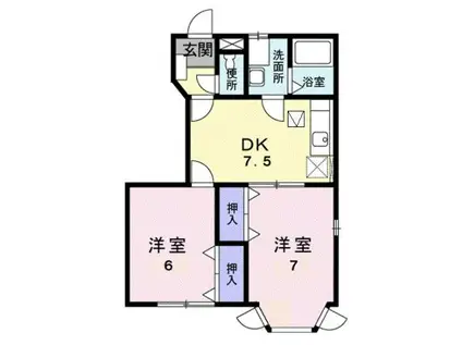 グランディール堀越 IIB(2DK/1階)の間取り写真