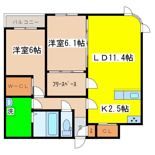 シャルール(3LDK/4階)の間取り写真