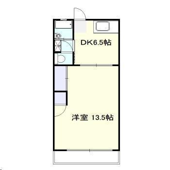 川崎ビル(1DK/2階)の間取り写真