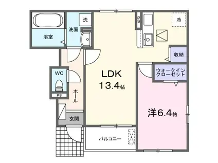 マジェスタ凜(1LDK/1階)の間取り写真