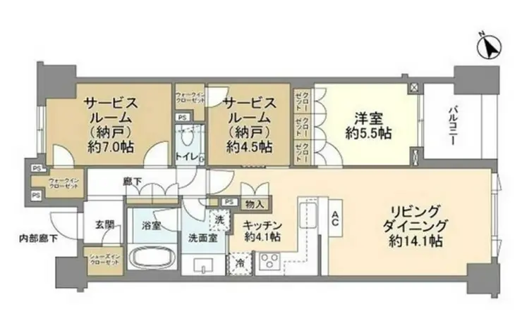 ミッドガーデン赤坂氷川 2階階 間取り
