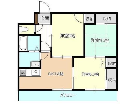 マンション培遠(3DK/2階)の間取り写真