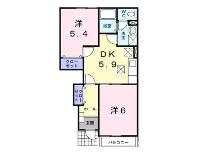 サンハイム柿ノ木A(2DK/1階)の間取り写真