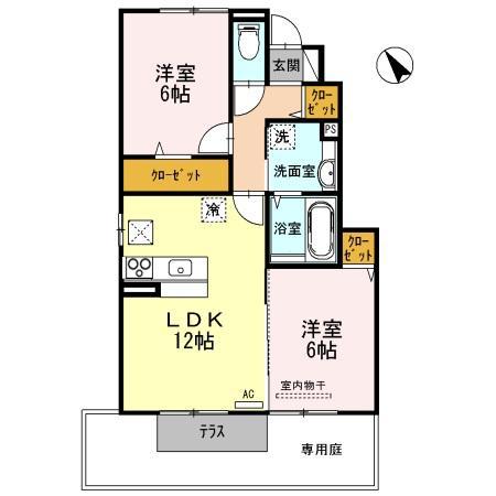 エクセラC(2LDK/1階)の間取り写真