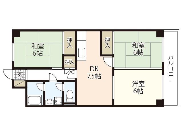 コーポ井口台(3DK/5階)の間取り写真