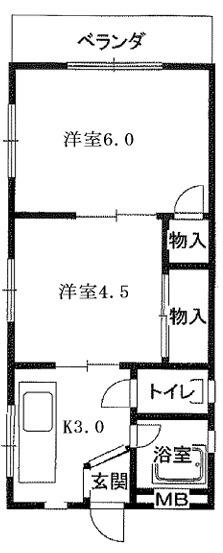 中井マンション(2K/3階)の間取り写真