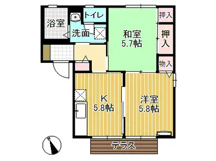 ディアス福光(2K/1階)の間取り写真