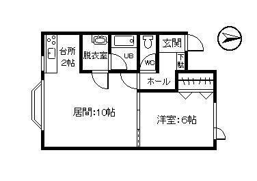カスティジョII(1LDK/1階)の間取り写真