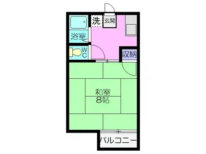 エレガンスハイツ金子(1K/2階)の間取り写真