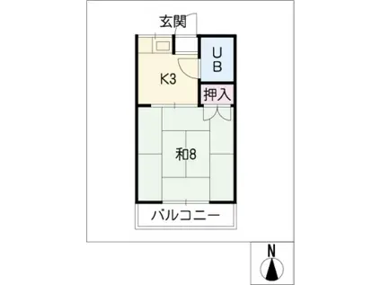 シャトウ山田(1DK/2階)の間取り写真