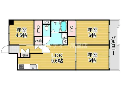 サンコーポラス南港27号棟(3LDK/14階)の間取り写真