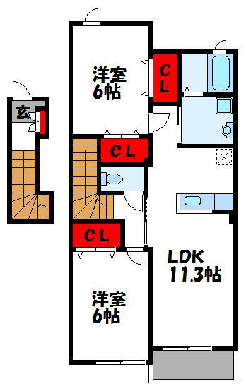 セレーノ(2LDK/2階)の間取り写真