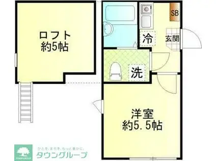 ラ・カーサ・ギブリ(1K/1階)の間取り写真