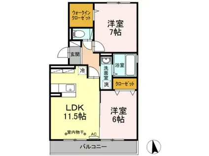 グラン・アンビシオン(2LDK/3階)の間取り写真