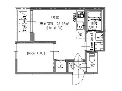 GRAND BEAR(1LDK/1階)の間取り写真