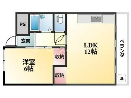 セントラルコート南桜塚(1LDK/1階)の間取り写真
