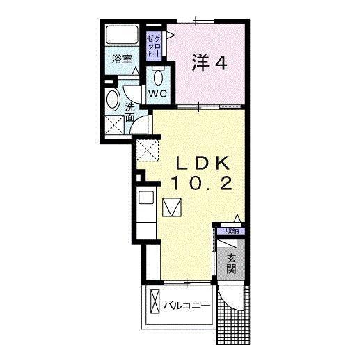 リズィエールI(1LDK/1階)の間取り写真